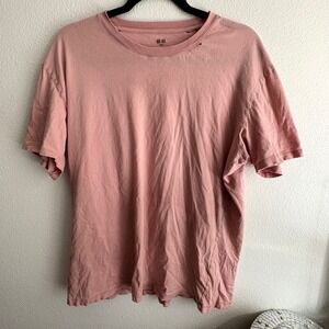 Uniqlo Supima Cotton T-Shirt XL Dusty Pink Distressed Crew Neck Short Sleeve